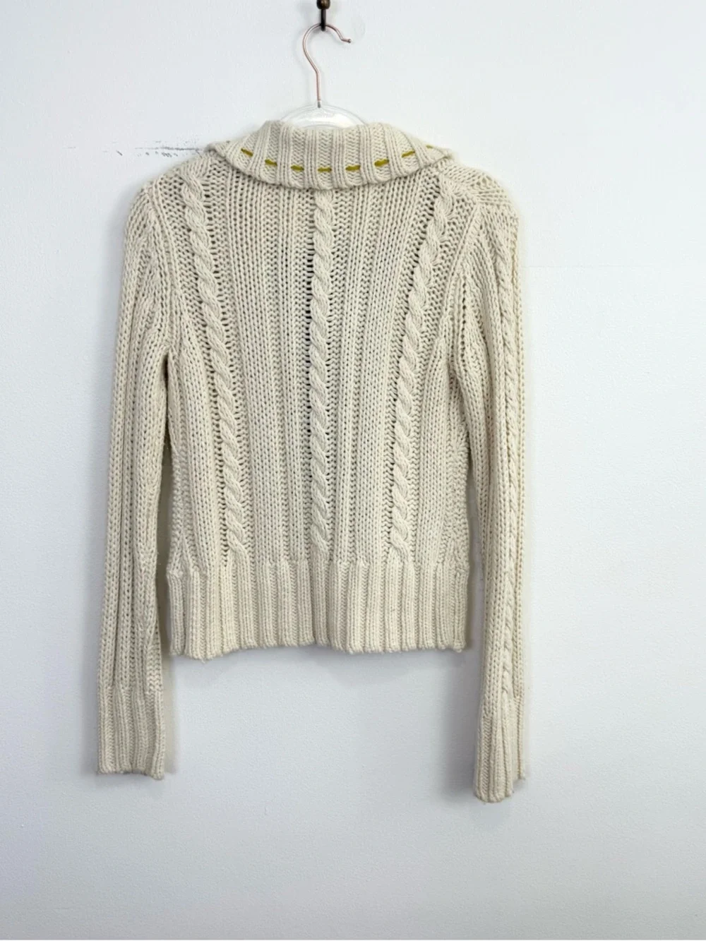 Anthropologie Field Flower Chunky Knit Cardigan Wool Blend Penguin Sweater M - Picture 5 of 5